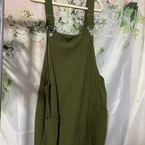 Green Overall corduroy Dress